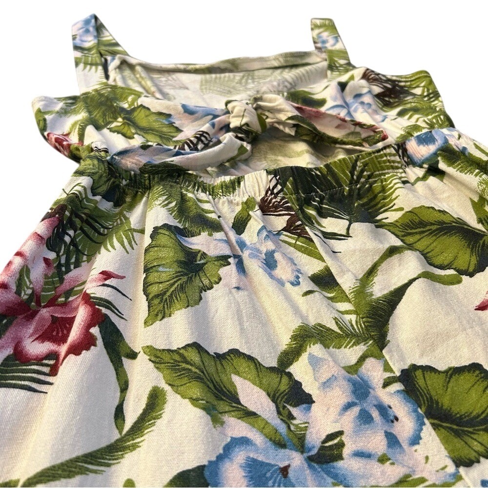 One Clothing Tropical Linen Blend Cropped Wide Leg Jumpsuit M Summer Vacation - Picture 6 of 10